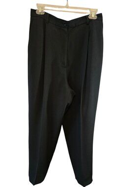 FOCUS 2000 CHARLES GLUECK PLEATED BLACK TROUSERS PANTS SIZE 12 LINED CLASSIC